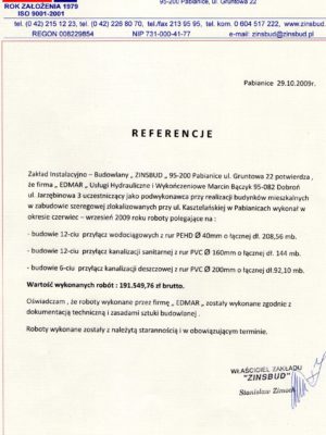 Referencje przyłącza kasztelańska