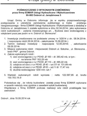 Referencje wodociąg Słoneczna