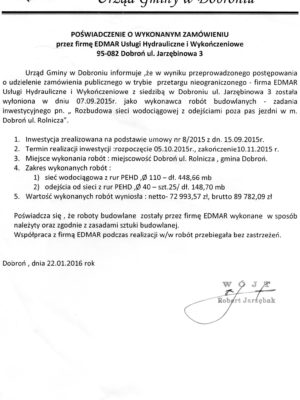 Referencję Rolnicza Wodociąg